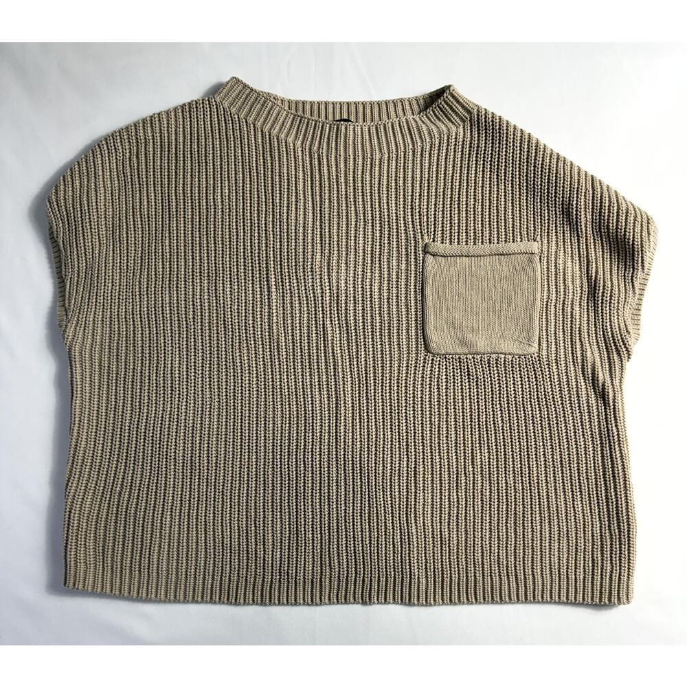 Lillusory women Tan Knit  100% cotton Sleeveless Sweater Size Medium